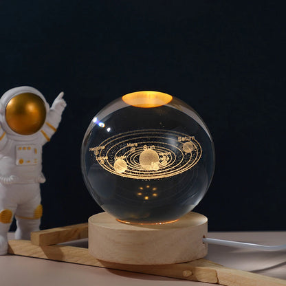 3D Crystal Ball Lamp with Galaxy and Planetary Projections