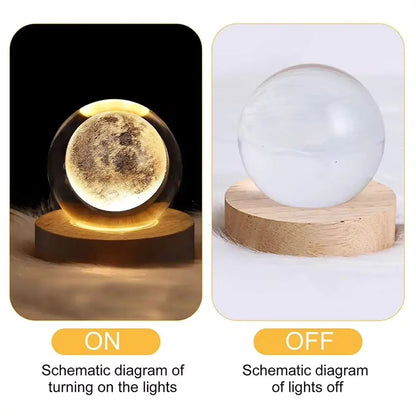 3D Crystal Ball Lamp with Galaxy and Planetary Projections